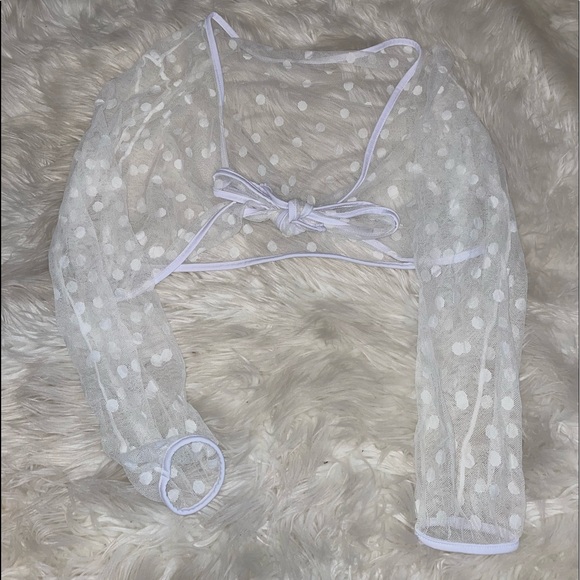 SHEIN Tops - SHEIN mesh tie-top